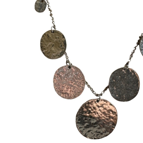 VCLM Hammered Disk Silver Necklace - Picture 2 of 7